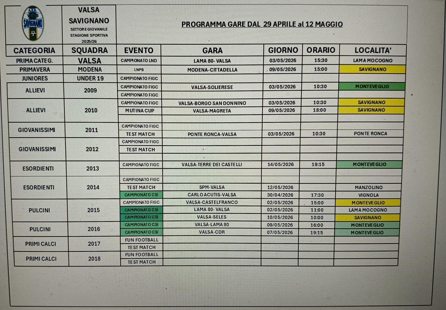 Programma Gare
