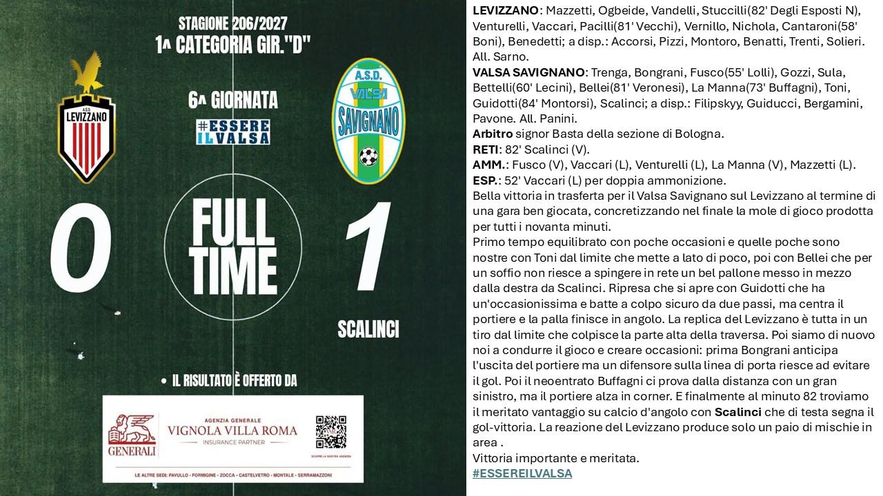 Risultato del 18/10 – 1^Squadra